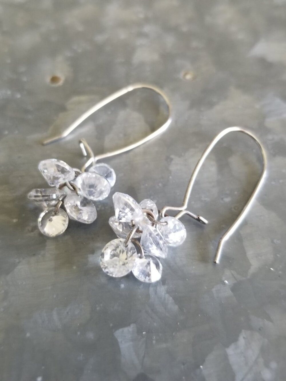 Premier Designs Dangle Earrings Cluster of Faceted CZ Miniature Beads